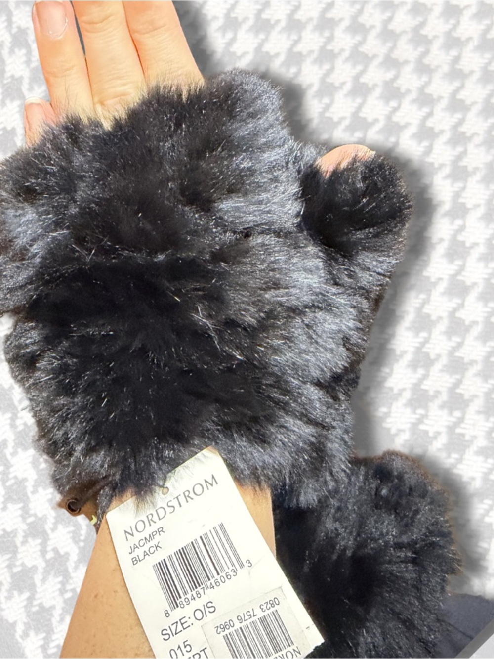 jocelyn Black Faux Fur Fingerless Gloves